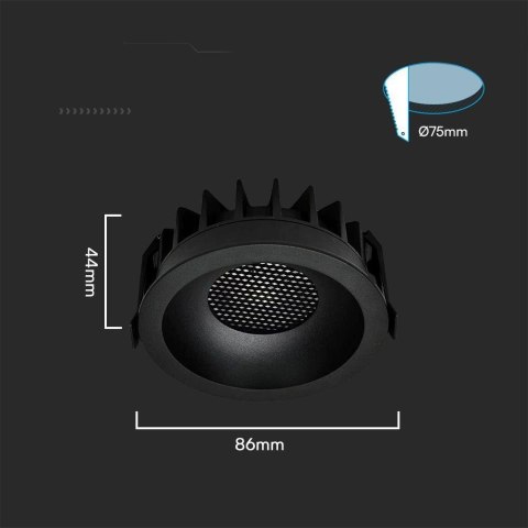 12W LED HONEY COMB DOWNLIGHT BRIDGELUX CHIP CCT:3IN1 BLACK RING + BLACK HEATING