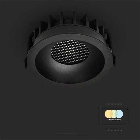 12W LED HONEY COMB DOWNLIGHT BRIDGELUX CHIP CCT:3IN1 BLACK RING + BLACK HEATING