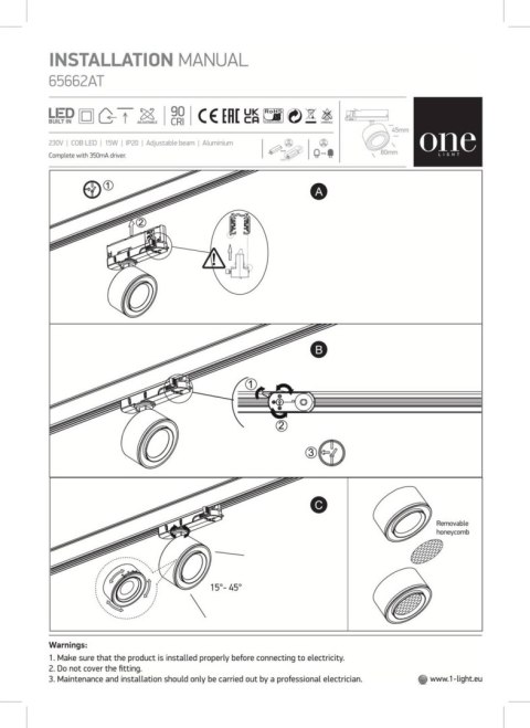 GLIM czarny LED 3000K 15W 1500lm