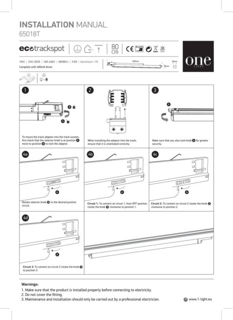 LUMO czarny LED 3000K 16W 1600lm