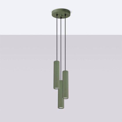 Sollux Lighting Lampa wisząca KARBON 3P zielona oliwka