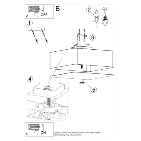 Plafon LOKKO 45 biały Sollux