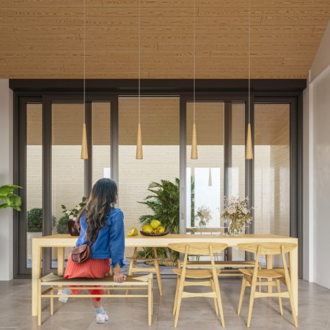 Lampa wisząca SULA 3P naturalne drewno Sollux