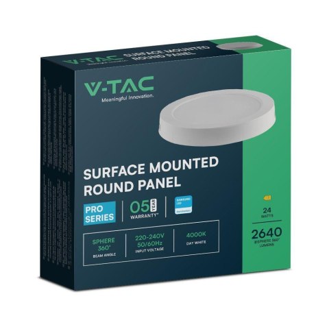 Panel Natynkowy V-TAC 24W LED SAMSUNG CHIP Okrągły 288x31mm 6500K 2500lm
