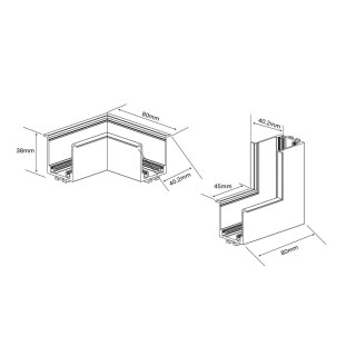 Łącznik podtynkowy L sufit-ściana Magnetic Slim czarny
