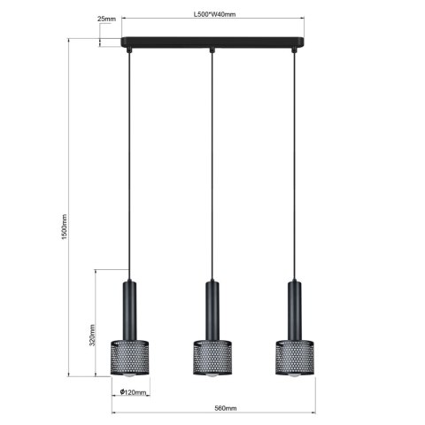 Lampa wisząca Amo czarna 3xE27 Light Prestige
