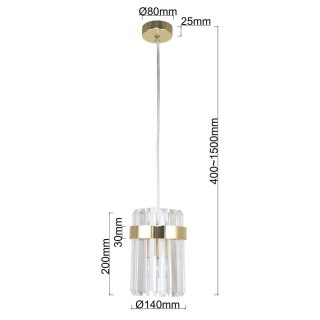 Light Prestige Lampa wisząca Vetro 1 złota 1xE14