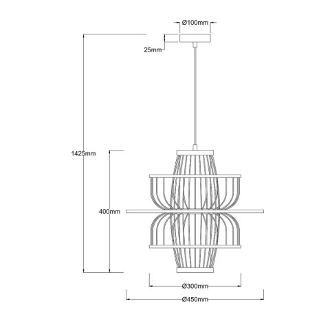 Rattanowa lampa wisząca Astra czarna 1xE27 Light Prestige