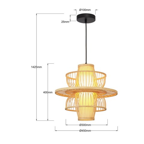 Rattanowa lampa wisząca Astra naturalna 1xE27 Light Prestige