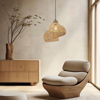 Rattanowa lampa wisząca Shella 40 cm jasne drewno 1xE27 Light Prestige