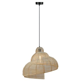 Rattanowa lampa wisząca Shella 60 cm jasne drewno 1xE27 Light Prestige