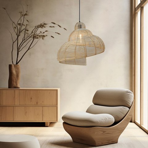 Rattanowa lampa wisząca Shella 60 cm jasne drewno 1xE27 Light Prestige