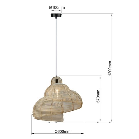 Rattanowa lampa wisząca Shella 60 cm jasne drewno 1xE27 Light Prestige