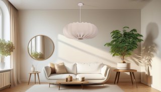 CAFEE lampa wisząca 66cm bia³y 1x40W E27 abażur frappe