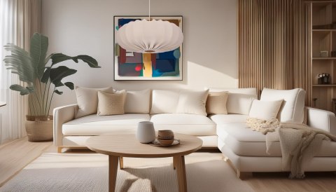 CAFEE lampa wisząca 66cm bia³y 1x40W E27 abażur frappe