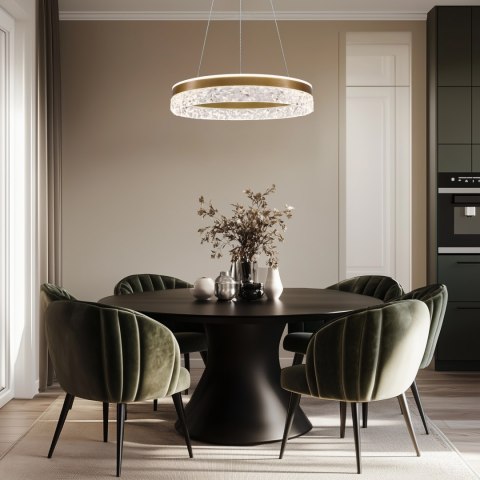 Lampa wisząca FROZI w stylu glamour - złoty klosz z kryształkami - eleganckie i nowoczesne oświetlenie salonu LED