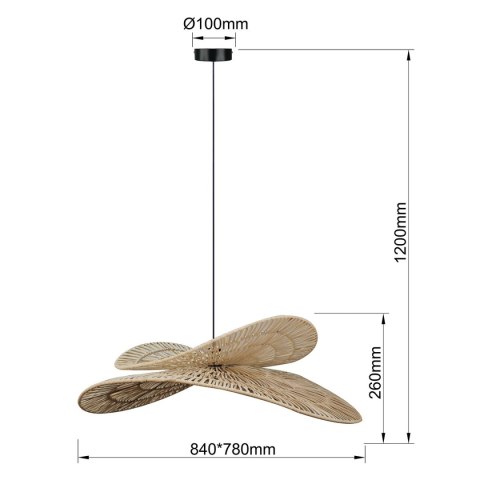 Rattanowa lampa wisząca Raya naturalna 1xE27 Light Prestige