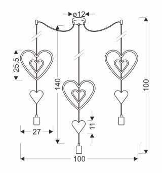 Trio hhh p lampa wisząca czarny 3x20W E27 iq kids biały+różowy+szary