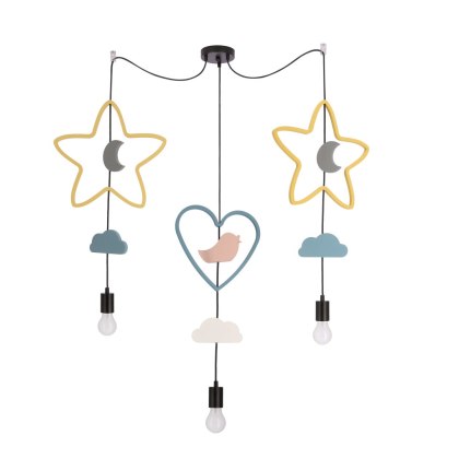 Trio shs p lampa wisząca czarny 3x20W E27 iq kids multi kolor