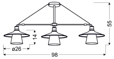 LOFT LAMPA WISZĄCA 3X60W E27 CZARNY