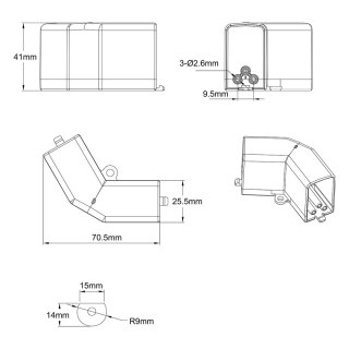 Łącznik L 120 elektryczny do oświetlenia modułowego Geometric System New Light Prestige
