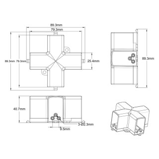 Łącznik X mechaniczny do oświetlenia modułowego Geometric System New Light Prestige