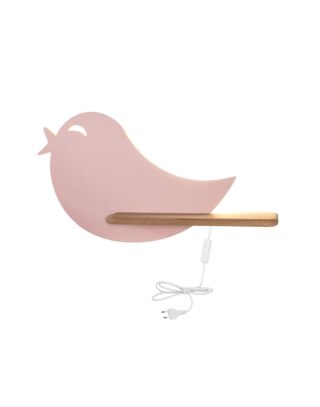 Lampa ścienna BIRD IQ Kids – różowa (5W LED, 4000K) z przewodem, włącznikiem i wtyczką