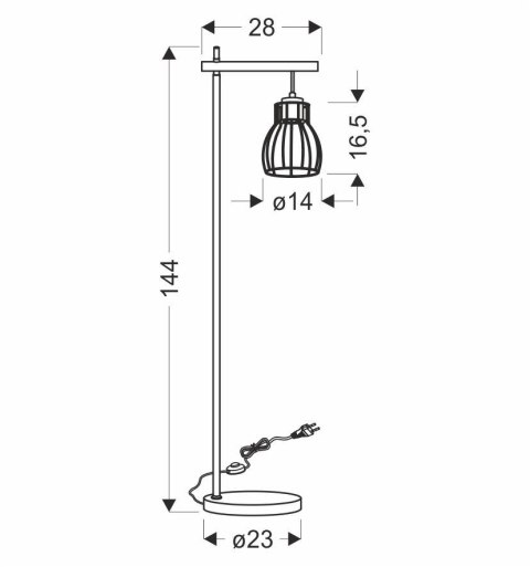 BERNITA LAMPA PODŁOGOWA 1X60W E27CZARNY
