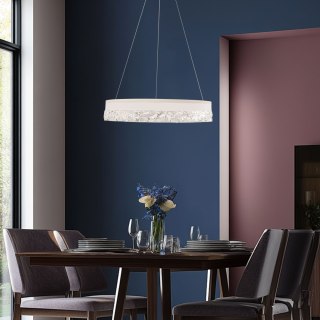 LAMPA WISZĄCA Z KRYSZTAŁKAMI ŻYRANDOL KRYSZTAŁOWY BIAŁY FROZI LED 3000K