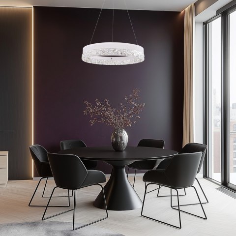 LAMPA WISZĄCA Z KRYSZTAŁKAMI ŻYRANDOL KRYSZTAŁOWY BIAŁY FROZI LED 3000K