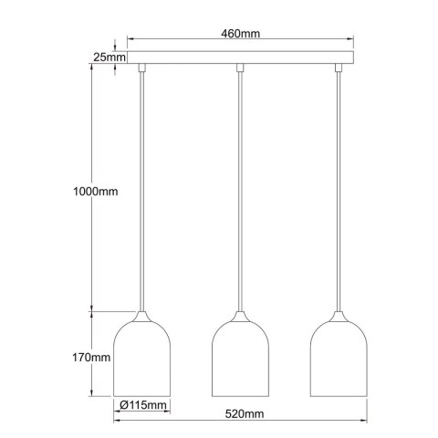 Metalowa lampa wisząca Nilo czarna 3xGU10 Light Prestige