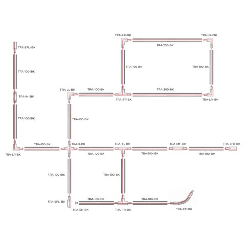 Łącznik L lewy do szyn 3F czarny TRA-LL-BK