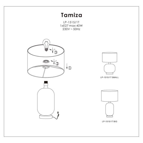 Lampa stołowa Tamiza 65 cm czarna 1xE27 Light Prestige