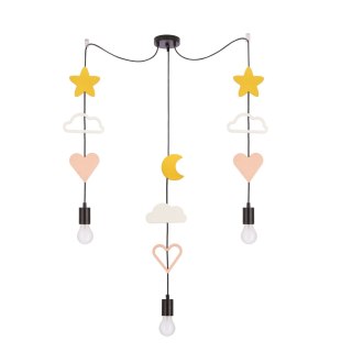 Trio hcsm p lampa wisząca czarny 3x20W E27 iq kids różowy+biały+złoty