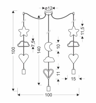 Trio hcsm p lampa wisząca czarny 3x20W E27 iq kids różowy+biały+złoty
