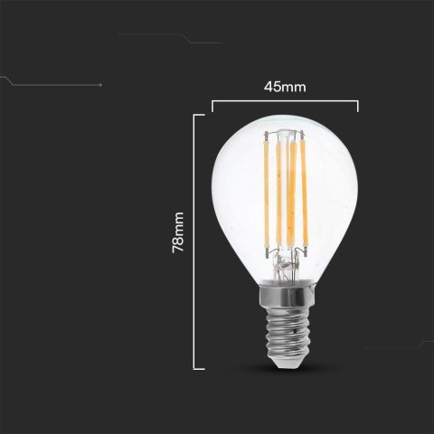 LED Bulb - 6W Filament E14 P45 Clear Cover 3000K