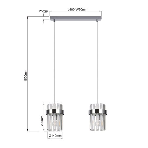 Lampa wisząca Vetro chrom 2xE14 Light Prestige