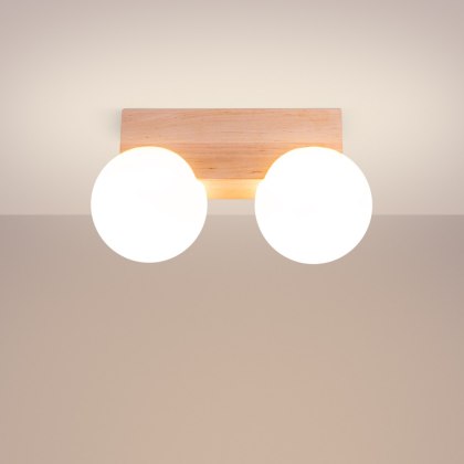 Sollux Lighting Plafon BULBO 2 naturalne drewno