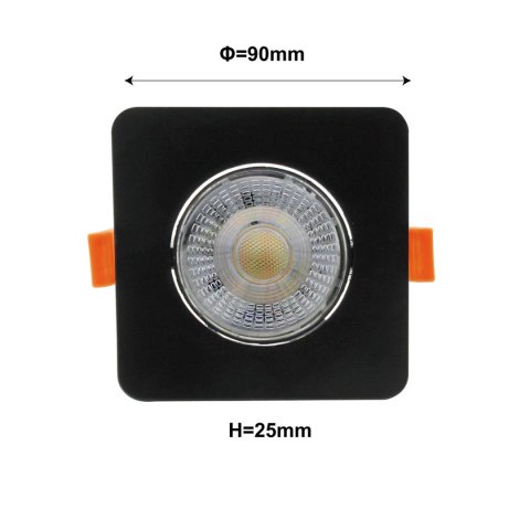 Ruchome kwadratowe oczko podtynkowe Plus czarne LED CCT Light Prestige