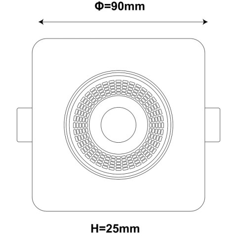 Ruchome kwadratowe oczko podtynkowe Plus czarne LED CCT Light Prestige