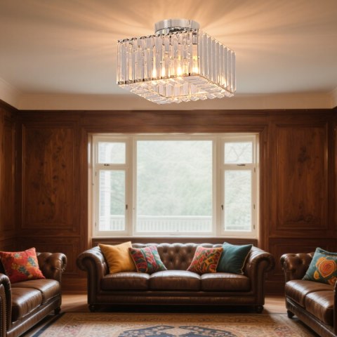 Kwadratowy plafon Vetro chrom 1xE27 Light Prestige