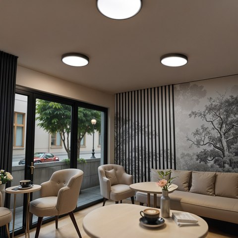 Panel LED Natynkowy 60cm okrągły BB05 60W 3000K czarny