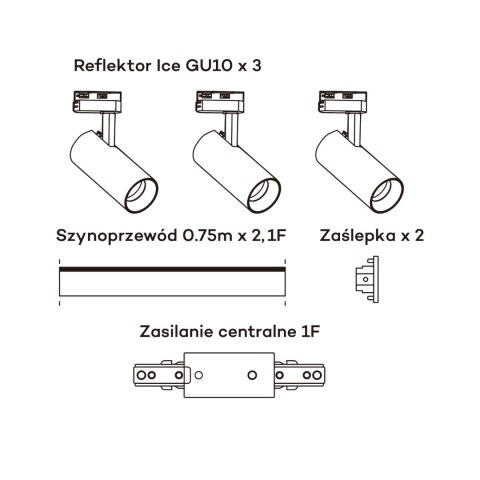 Zestaw oświetlenia szynowego Ice SET 1F biały 3xGU10 Light Prestige