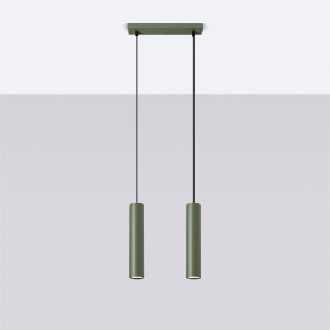 Żyrandol ZWIS SOLLUX Lampa wisząca LAGOS 2 zielona oliwka