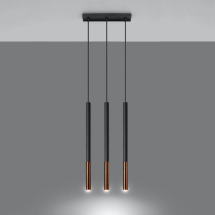 Sollux Lighting Lampa wisząca MOZAICA 3L czarny/miedź