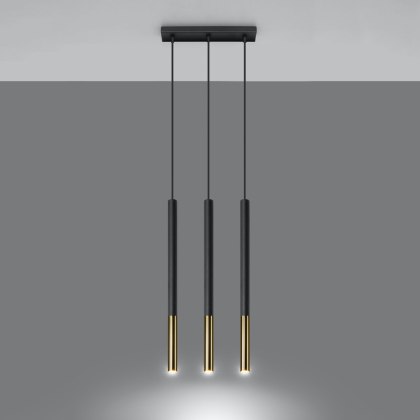 Sollux Lighting Lampa wisząca MOZAICA 3L czarny/złoto