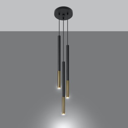 Sollux Lighting Lampa wisząca MOZAICA 3P czarny/złoto