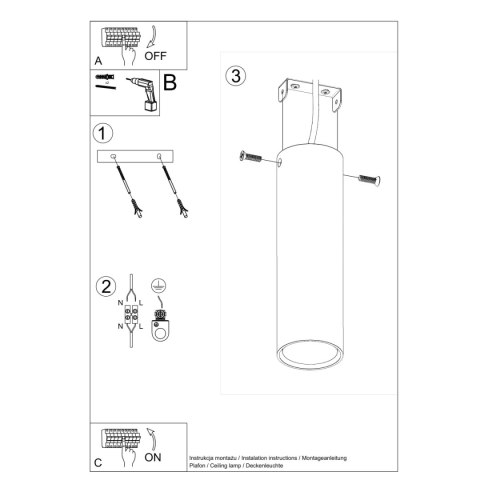 LAMPA SUFITOWA TUBA SPOT Plafon SOLLUX LAGOS 20 biały