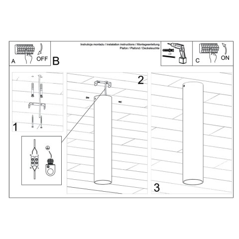 LAMPA SUFITOWA TUBA SPOT Plafon SOLLUX LAGOS 30 złoty połysk