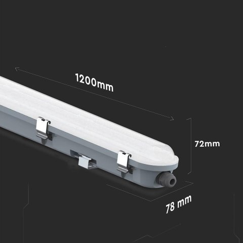 36W LED WP lamp fitting 120CM-sensor-milky cover+SS clips 4000K